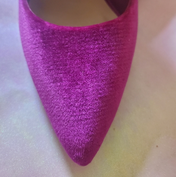 Hot Pink Velvet Heels - Picture 2 of 4